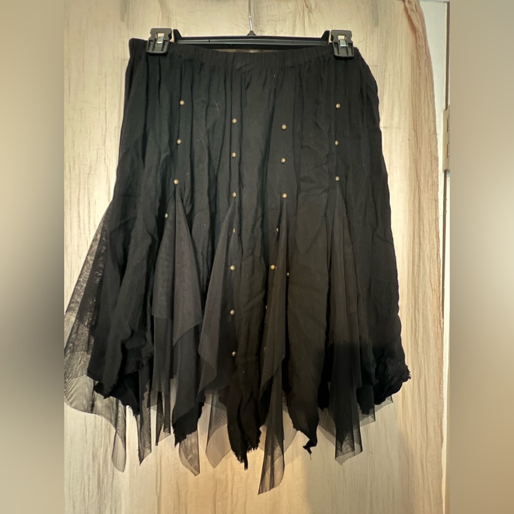 Lip Service Black Asymmetrical Embellished Mini Skirt